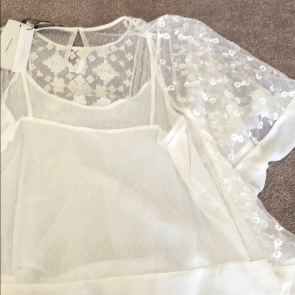 🆕 Zara Basic Collection Cream Eyelet Shirt - Picture 6 of 6